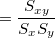 $\displaystyle = \frac{S_{xy}}{S_ x S_ y}  $